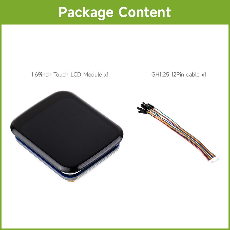 Waveshare شاشة LCD دائرية بحجم 1.69 بوصة، متوافقة مع Raspberry Pi 5، وحدة عرض مع لوحة لمس، شاشة LCD صغيرة، دقة 240×280، IPS، اتصال SPI و I2C، 262K لون عرض - Image 2